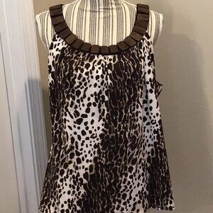 Essentials by Milano Animal Leopard Print Sleeveless Top Size XL Embellished